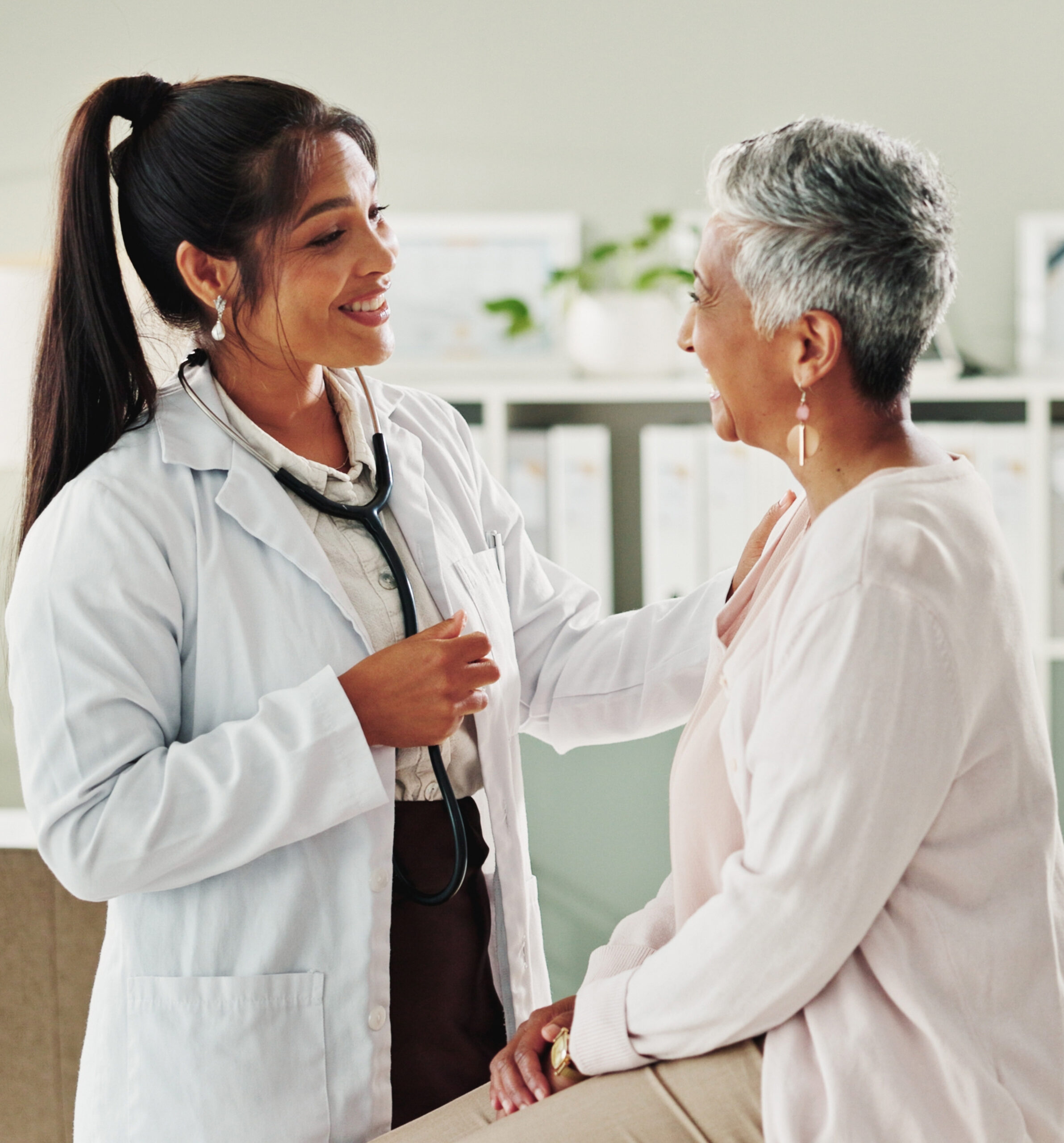 Woman, Doctor and Mature Patient for Consulting, Support or Conversation With Checkup Appointment in Office